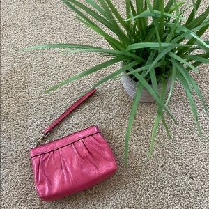 Pink leather Coach wristlet